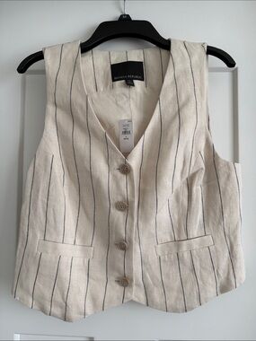 Banana republic striped linen crop vest